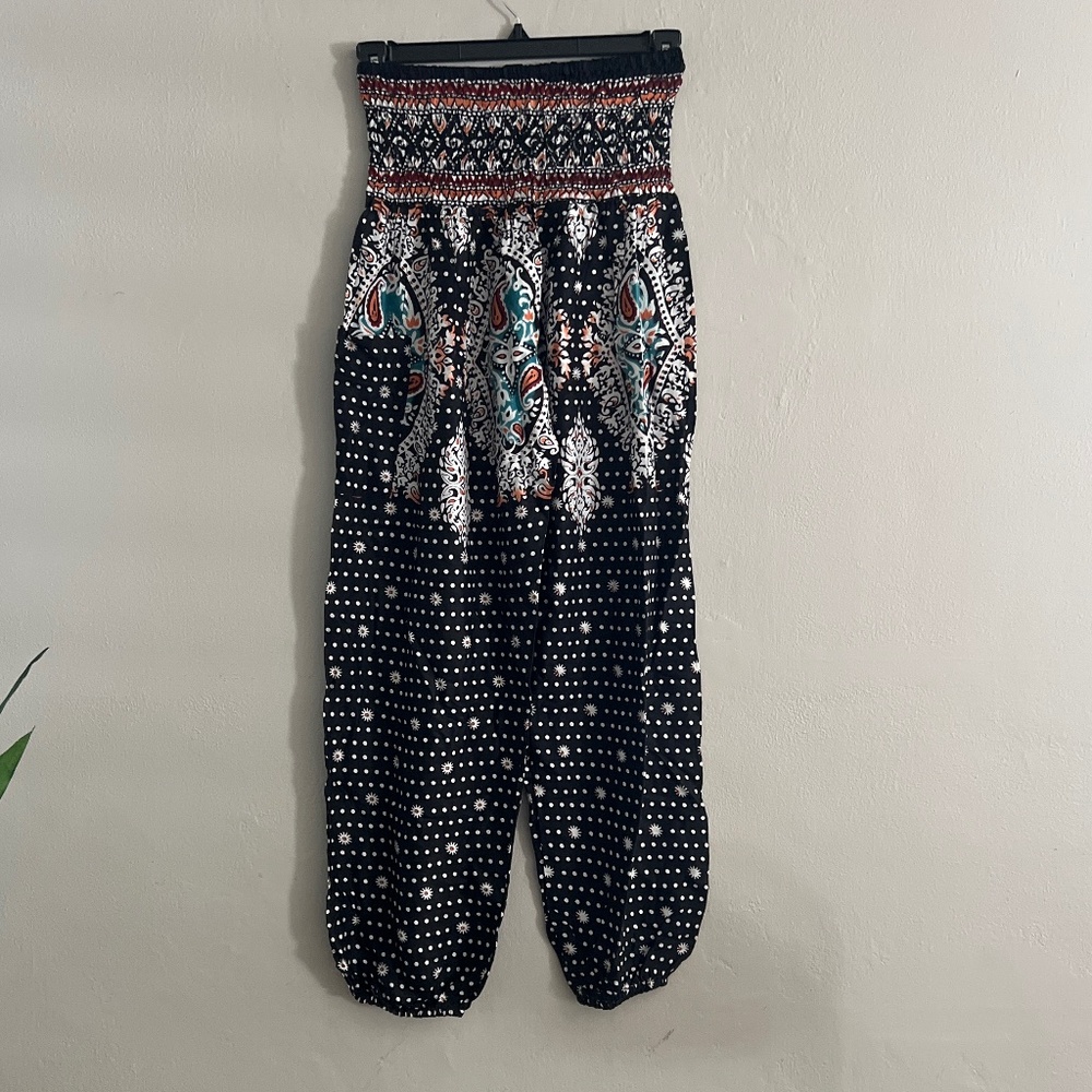 Boho smocked pant one size